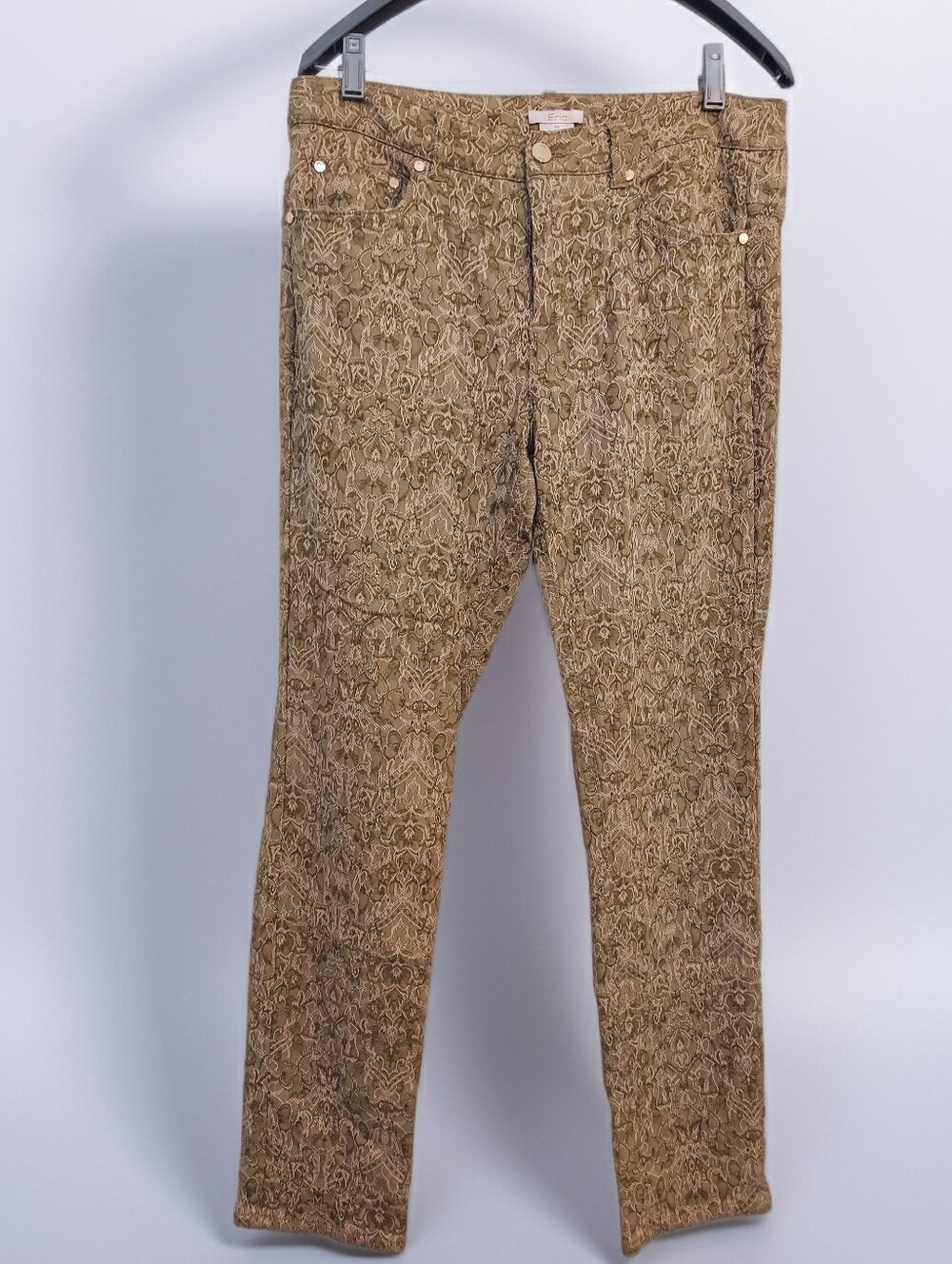 Eric Women's Pink Green Floral Patterned Pants  Size 10